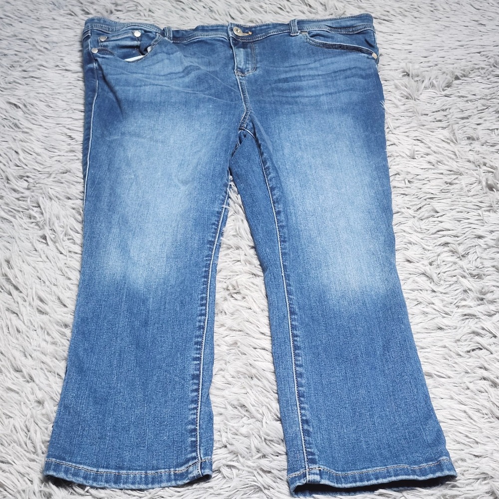 Torrid Super Skinny Jeans Womens 16 Crop Midfit Blue Cotton Blend Denim‎ Stretch